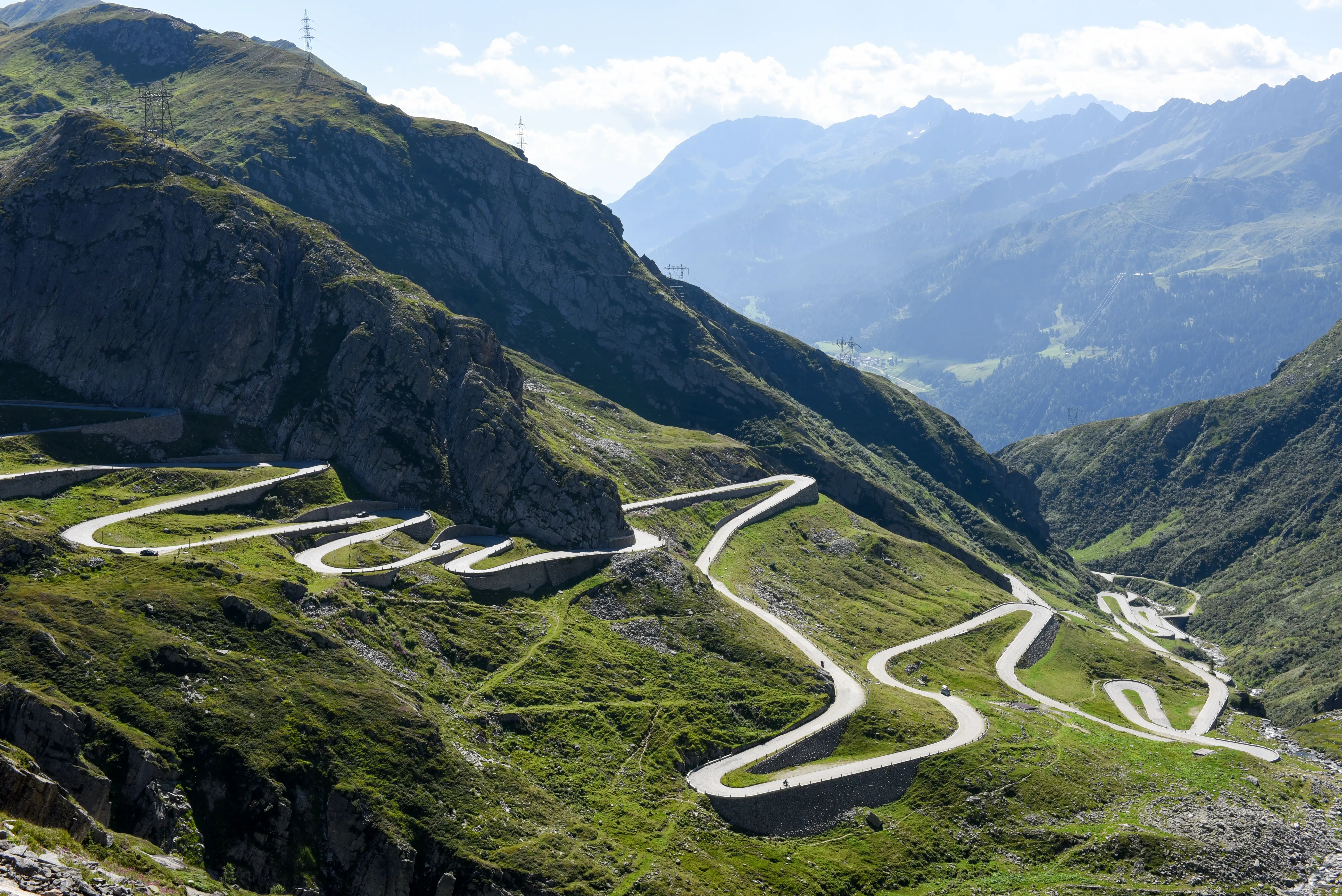 Winding road with many hairpins