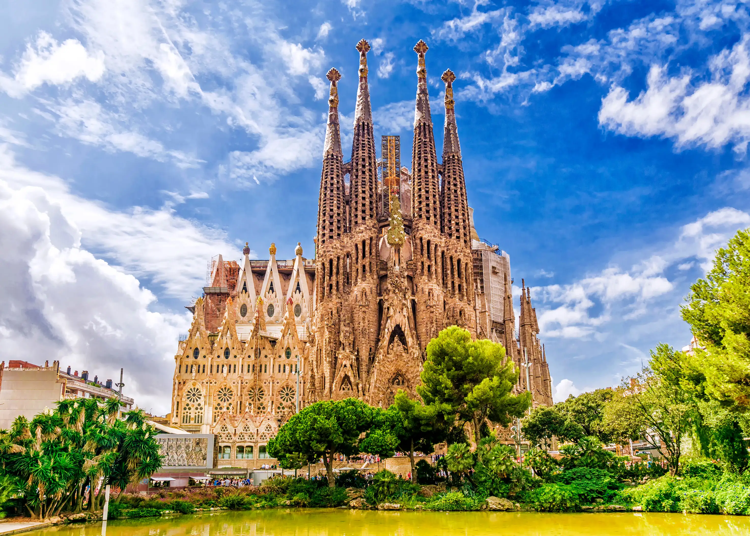 View of the Sagrada Familia, a famous religious building in Barcelona