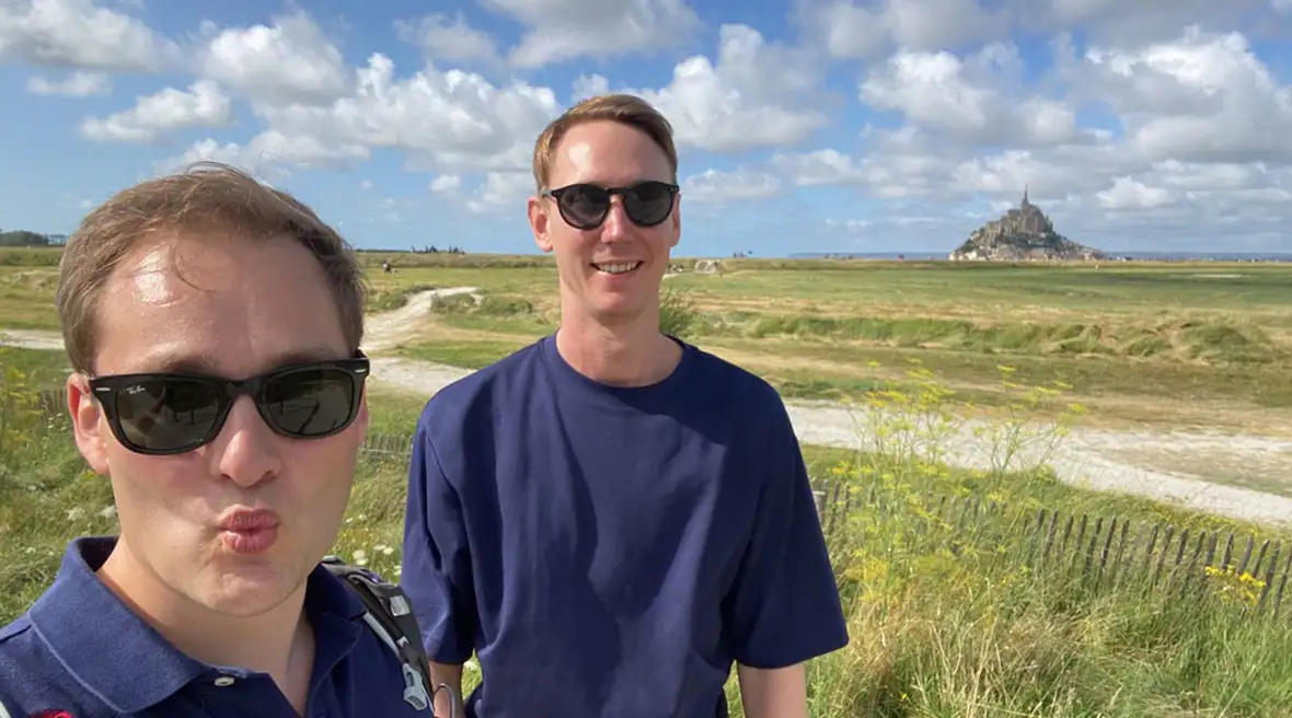 Chris and Jolyon at Mont St. Michel