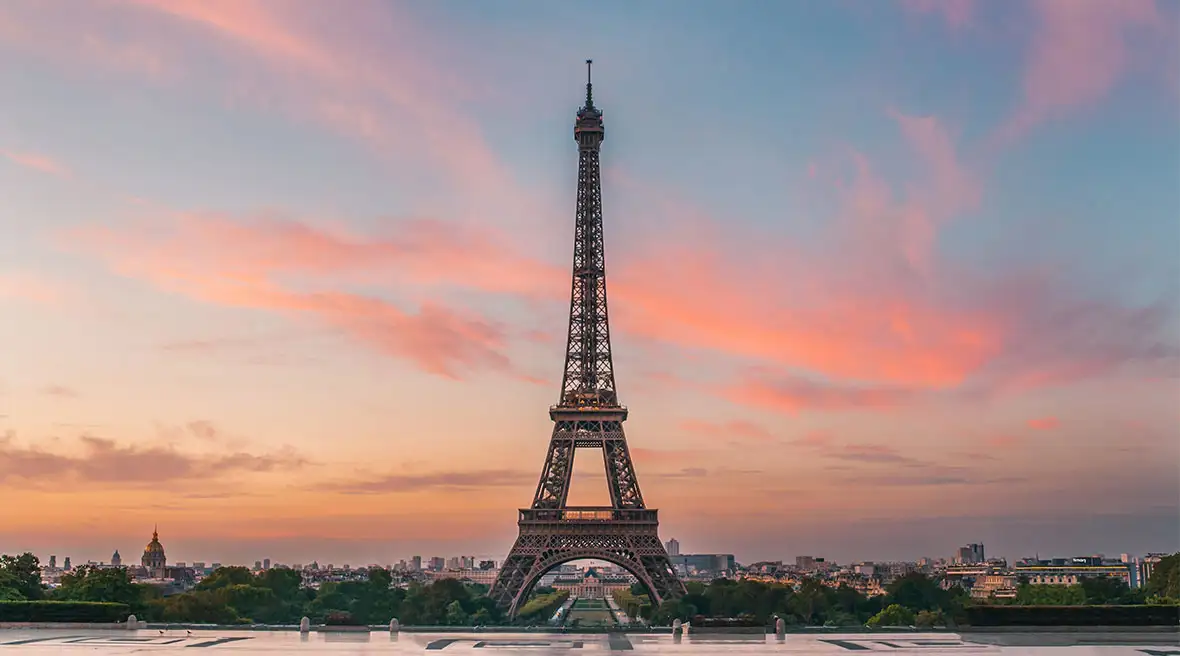 Eiffel Tower at sunrise