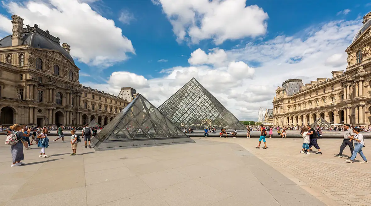 Pyramid entrance of the Louvre Museum