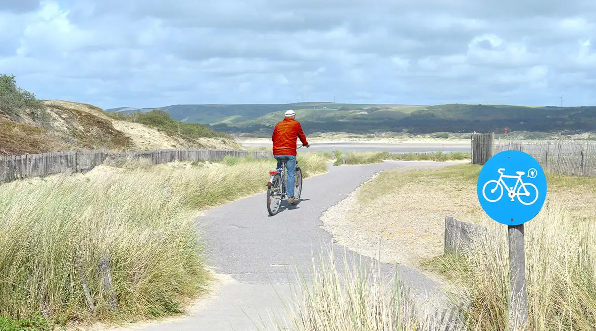 The cycle path among the sand dunes in Le Touquet
