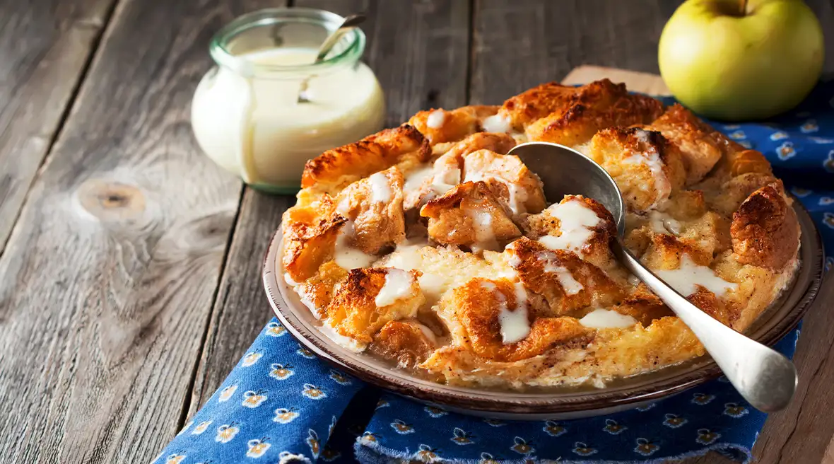 Un bread pudding anglais, l’équivalent du pain perdu français